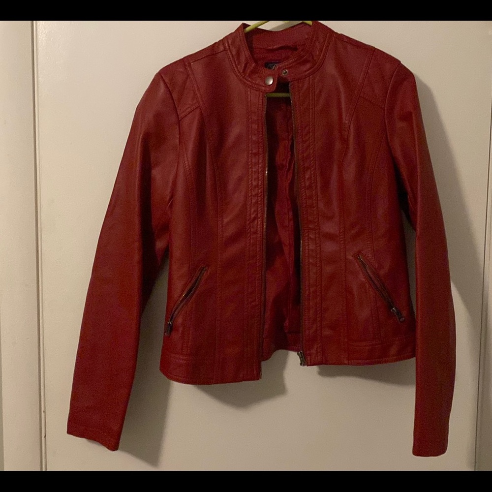Red Baccini leather jacket. Women’s size small